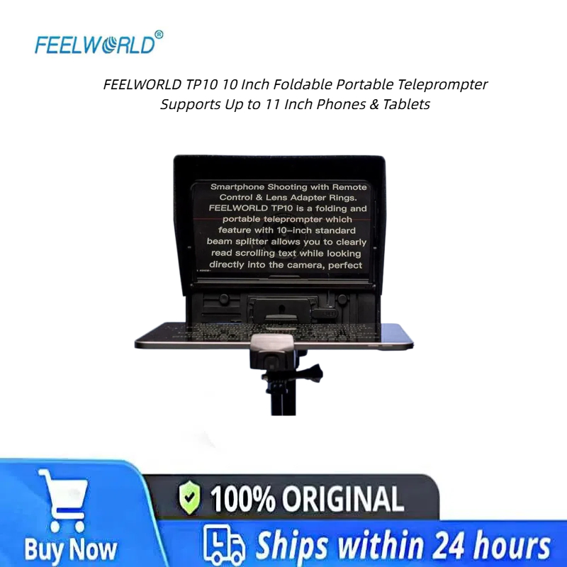 Photography Prompt - FEELWORLD TP10 10インチ折りたたみ式テレプロンプター 広角レンズ対応 マルチ1/4マウントネジ インタビュー、スピーチ、オンラインライブ用